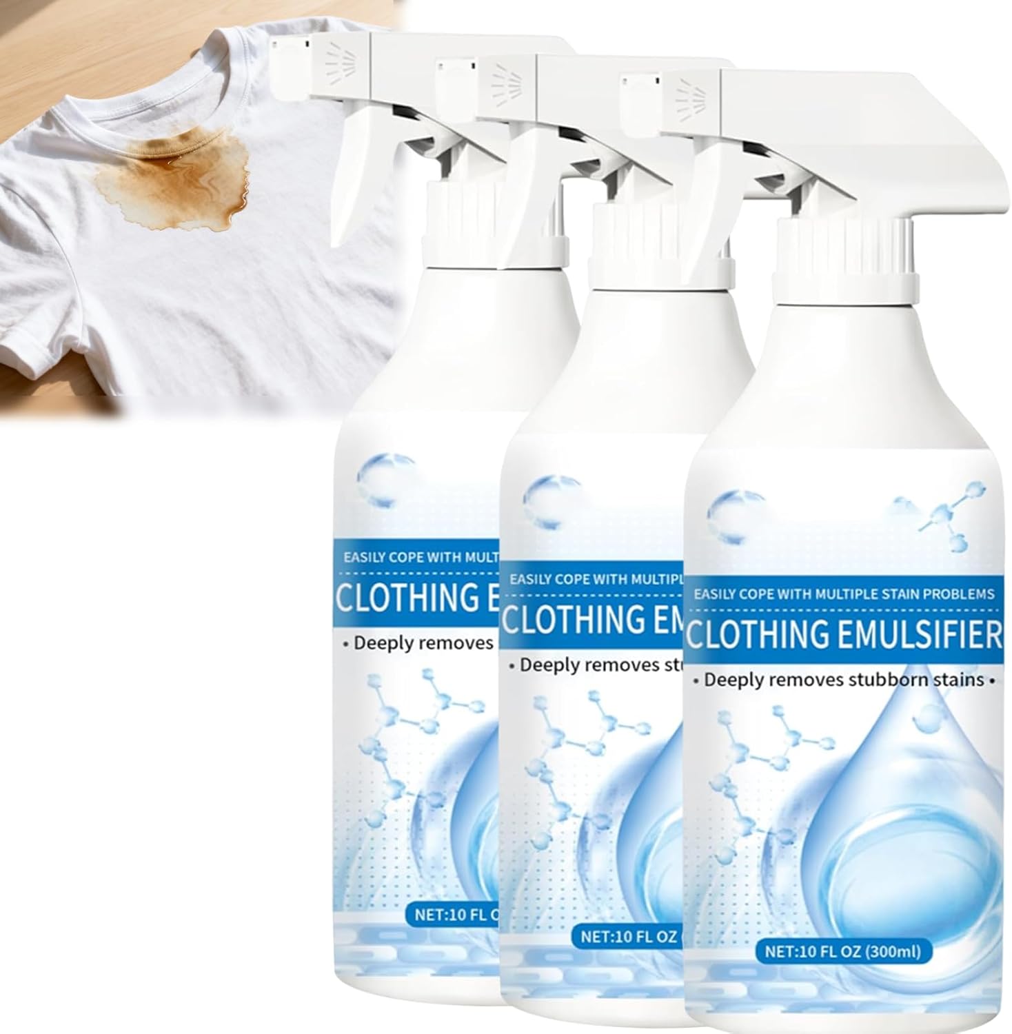 Fly Cloth Cleanse Clothing Emulsifier,Non Ionic Clothing Emulsifier Stain Remover,Stain Remover For Clothes Laundry,Powerful Laundry Stain Remover Spray (3PC)