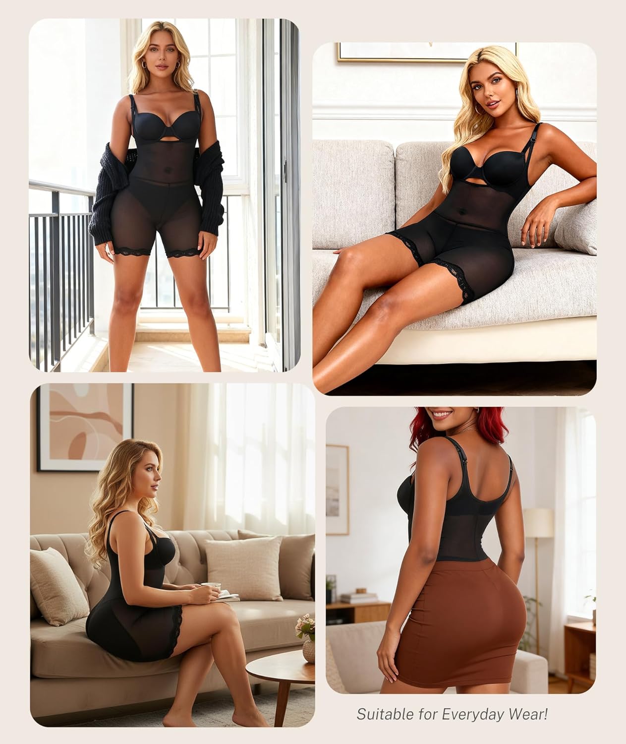 Open Bust Butt Pads Shapewear Tummy Control Bodysuits for Women Seamless Butt Lifter Body Shaper
