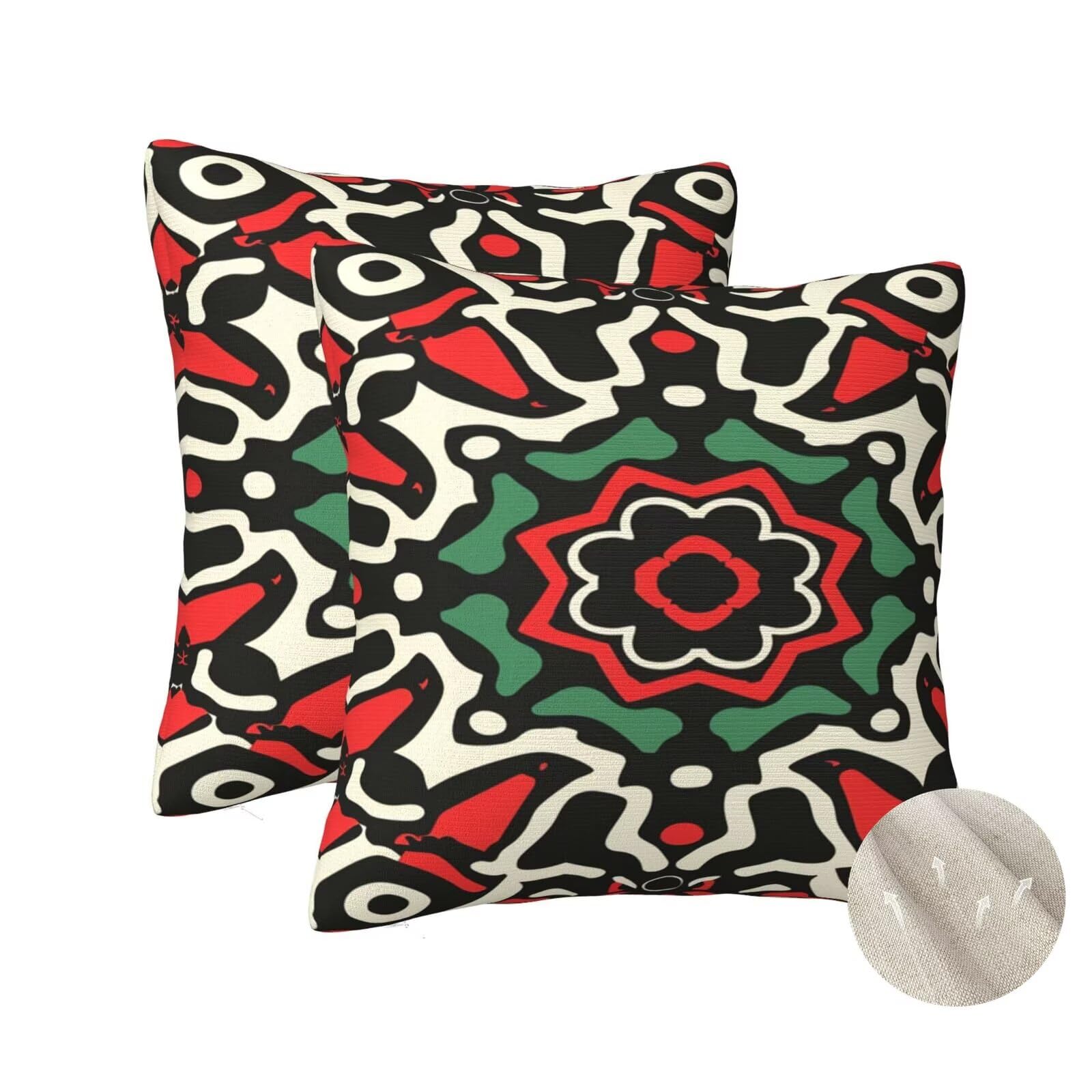 Lot de 2 housse coussin 70x70 cm plantes vintage pour canape