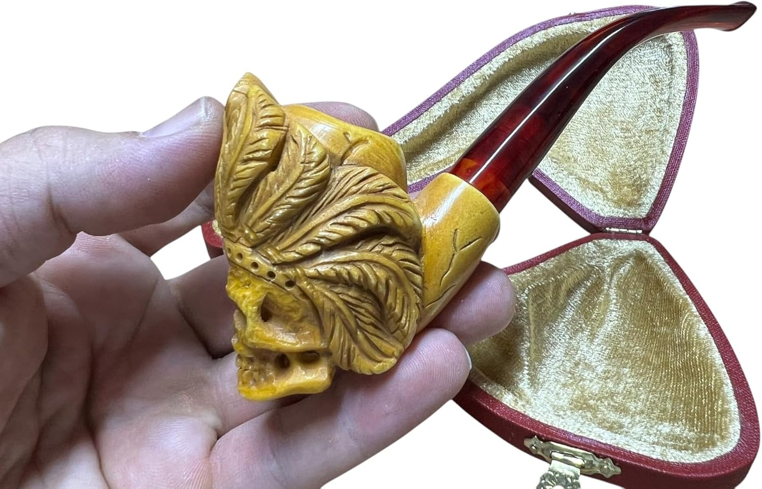 Block Meerschaum Skull King Pipe