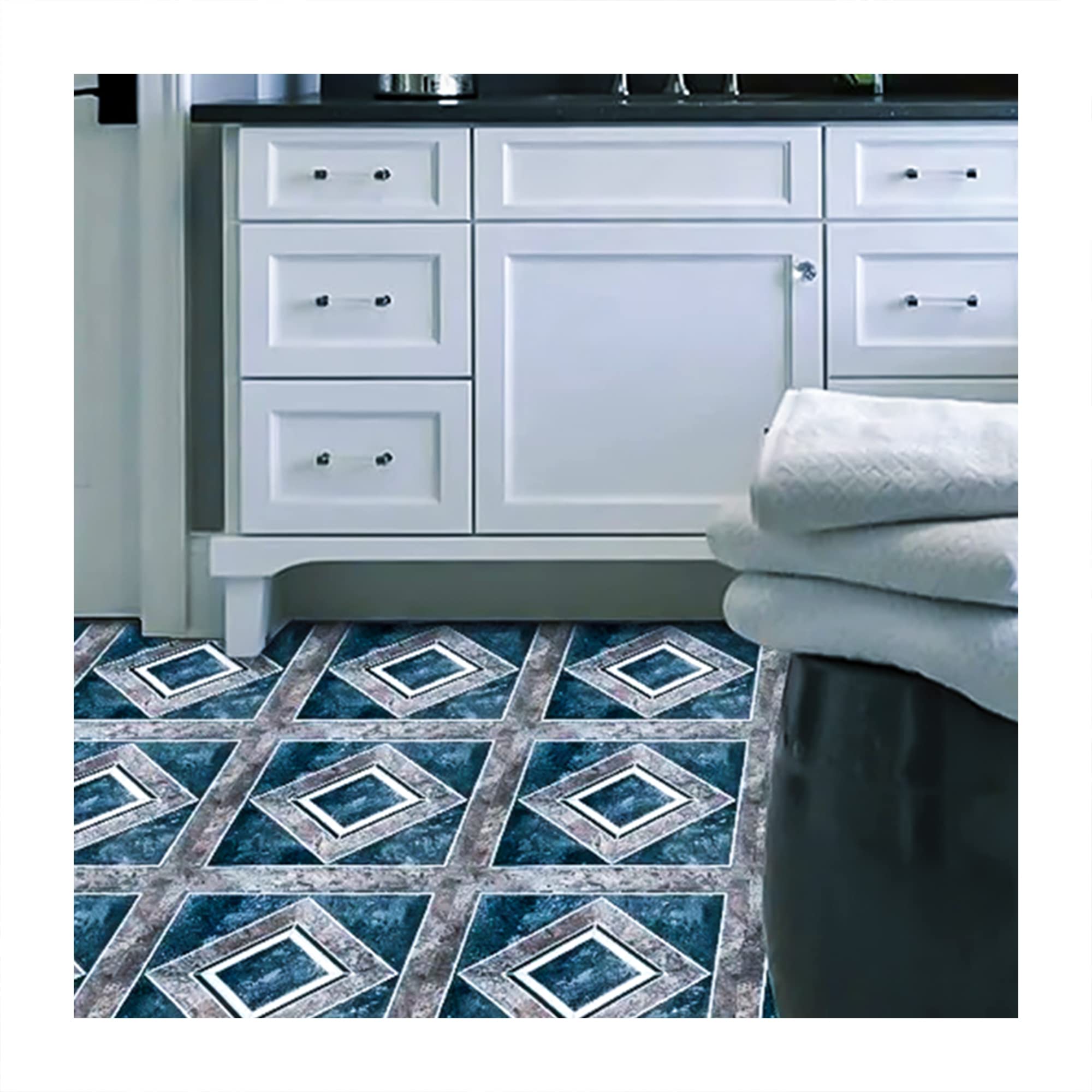 Kayra Decor Peel and Stick Floor Tiles Stickers | Vinyl Waterproof Self Adhesive Floor Sticker Tiles for Bedroom, Living Room, Kitchen, Hall, Home Decor, Set of 11 (Tiles Size- 12" x 12", Blue) (B0BY98TT1H) Amazon Price History, Amazon Price Tracker
