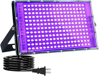 150W Black Lights, Blacklight Flood Light with Plug and Switch,for Glow Party, Halloween, Fluorescent Poster, Stage Lighting, Body Paint