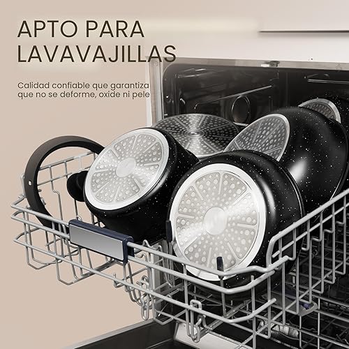 Miniatura 5 de KIKCOIN Juego de 20 ollas y sartenes antiadherentes, con mango desmontable, antiadherentes, no tóxicas, juego de cocina para autocaravana con asas