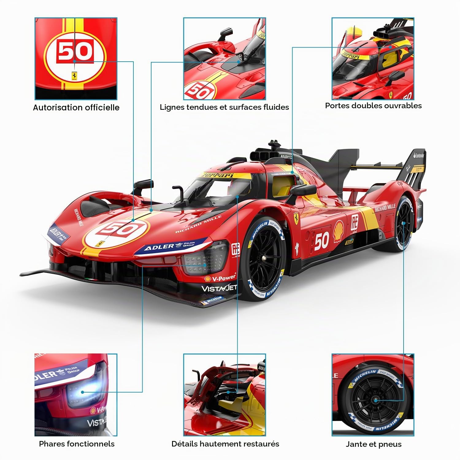 RASTAR RC Cars 1/14 Ferrari 499P Le Mans Hypercar Voiture de sport télécommandée, voiture jouet Ferrari pour enfants, 2,4 G