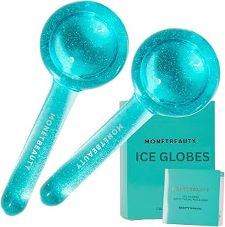 MonétBeauty Freezer-Safe Ice Globes for Face: Depuff, Tighten Skin, Boost Circulation - Blue Facial Roller Tool