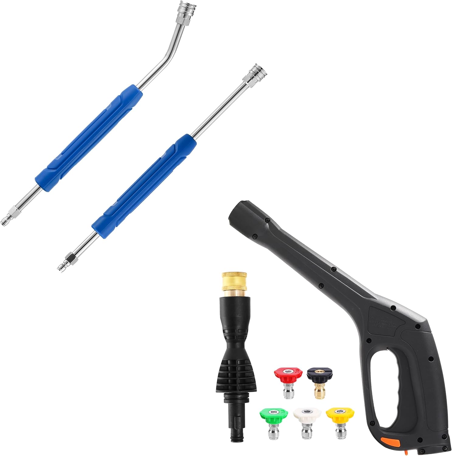 Pressure Washer Extension Wand, 17 Inch Stainless Steel Pressure Washer Wand, Pressure Washer Gun Kit with 5 Nozzles & Adapter – Locking Hose & Safety Trigger
