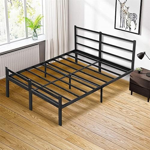 Miniatura 7 de Base de cama con cabecero, base de cama con plataforma de 14 pulgadas, no requiere somier, base de cama metálica de tamaño Queen con espacio de