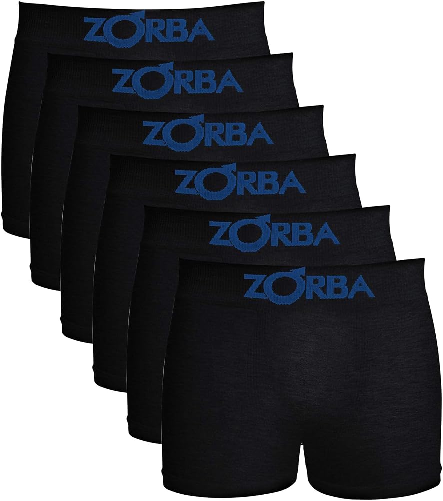 Zorba Kit 6 Cuecas Boxer sem Costura, Meninos, Preto, G em oferta
