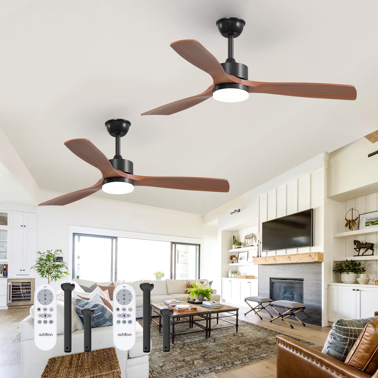 Photo 1 of Addlon 52-Inch Solid Wood Ceiling Fan with Light (1-Pack)