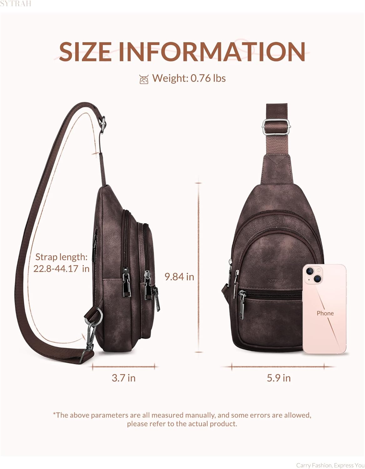 Sling Bag for Women, Crossbody Bags Purse for Women Trendy Vegan Leather Fanny Pack with Adjustable Strap - Image 5