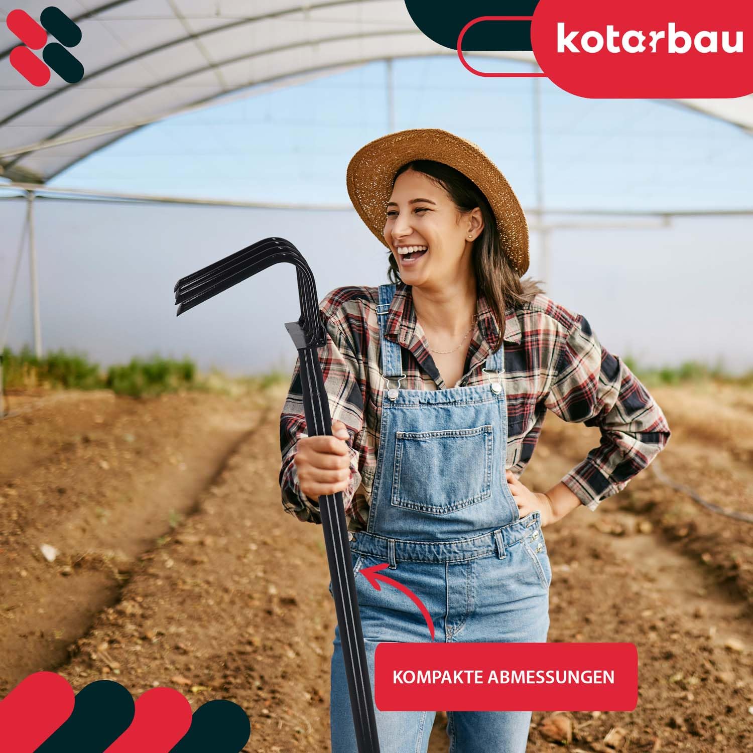 KOTARBAU® Binette de jardin à 4 dents avec manche de 120 cm - En acier - Pour désherber le sol - Pour ameublir le sol - Outil de jardin - Aérer et aérer avec griffes - Râteau à fleurs