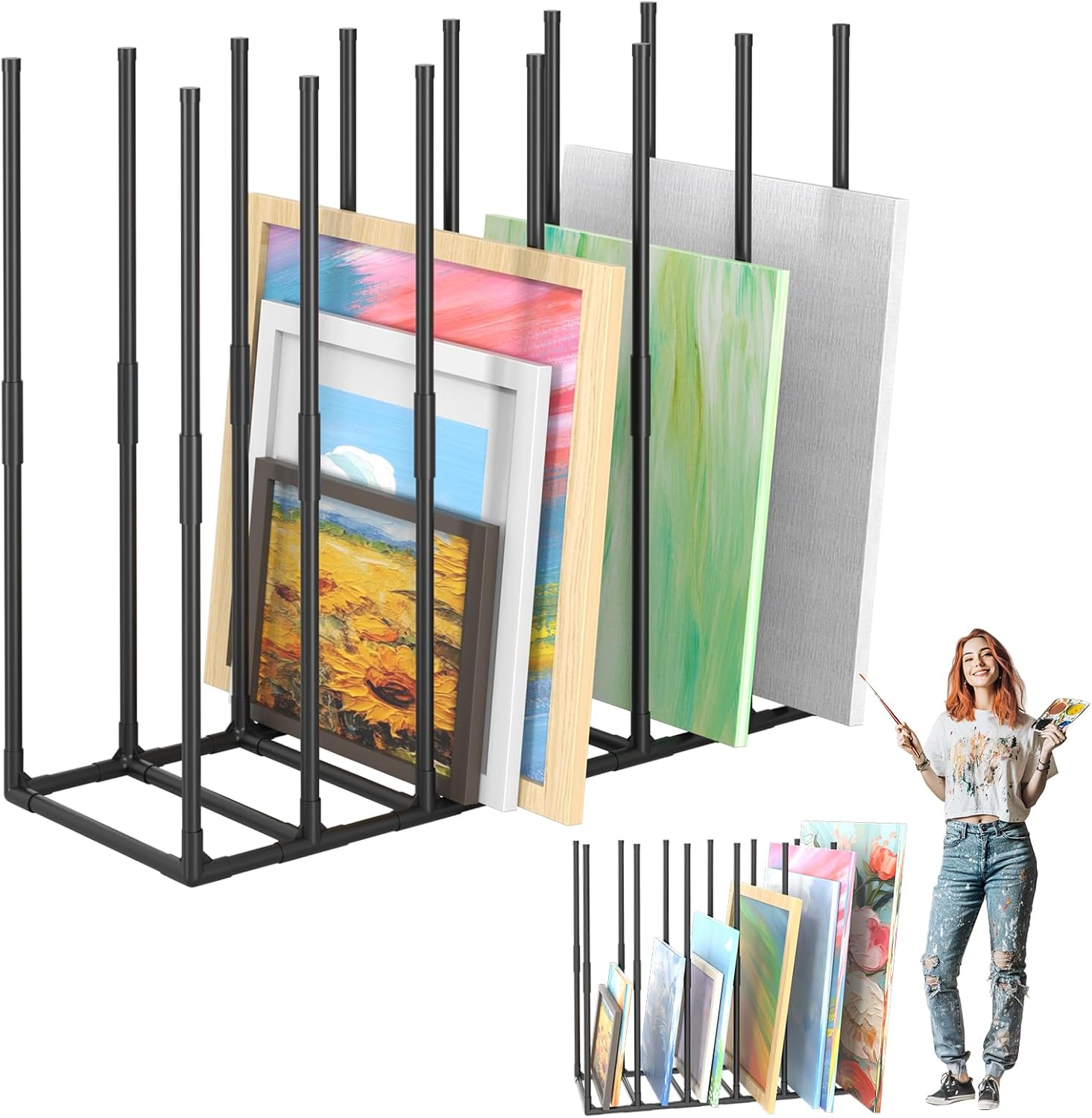 Large Art Storage Rack, Art Drying Rack, Art Canvas Organizer, Store Frames, Panels, Prints, Canvases, Panels For Oil Painting Display, Art Studio, Gallery