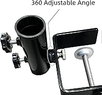 Vista 5 de AMMSUN Soporte de acero para sombrilla de patio, resistente y mejorado, para barandillas cuadradas de balcón, se fija a la barandilla de poste