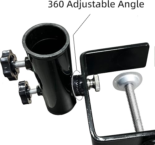 Miniatura 5 de AMMSUN Soporte de acero para sombrilla de patio, resistente y mejorado, para barandillas cuadradas de balcón, se fija a la barandilla de poste de