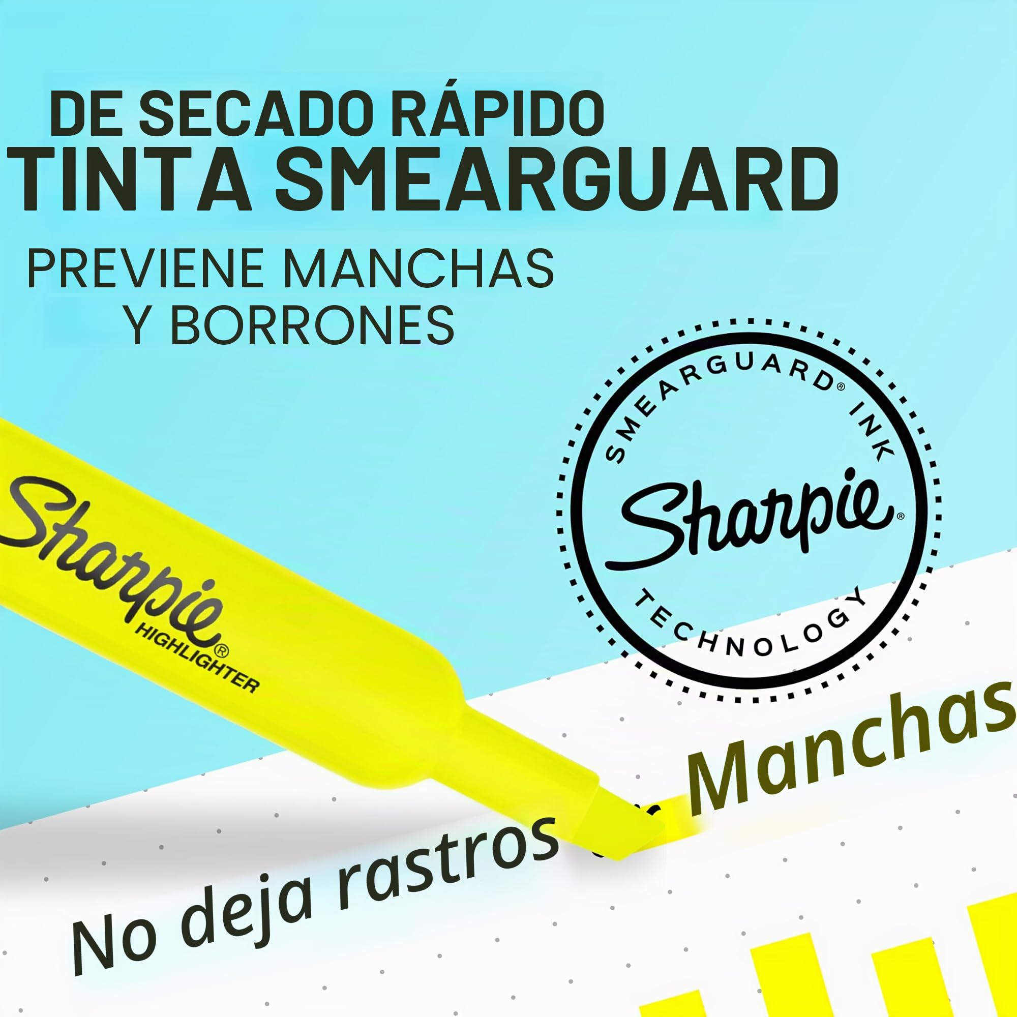 Sharpie 25164PP Accent Tank Highlighters, punta de cincel, amarillo fluorescente, 4 unidades