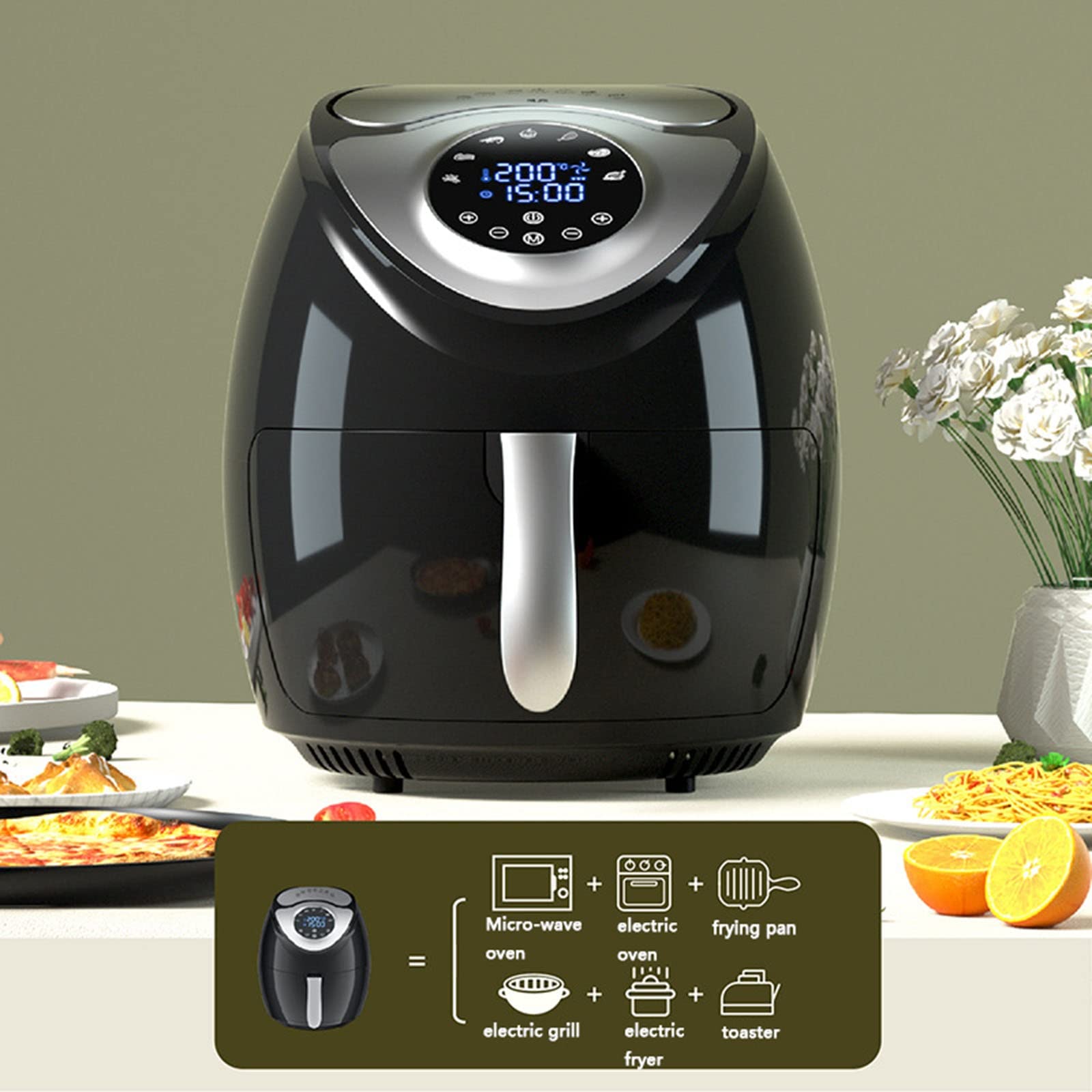 Amazon.co.jp: 8L大容量家庭用エアフライヤー、7プリセットメニュー