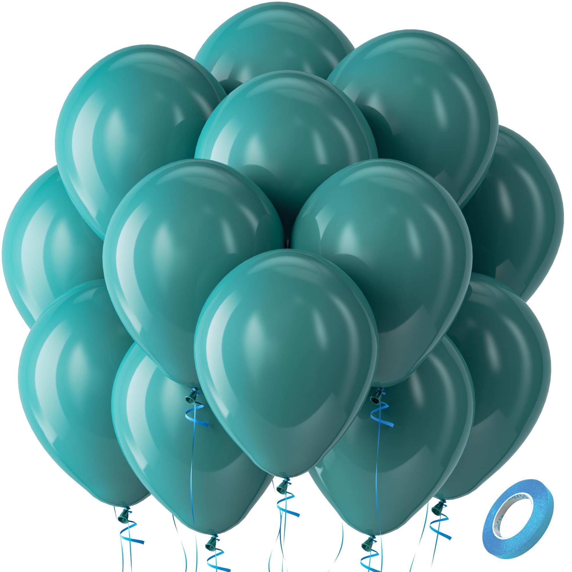 Bezente Slate Blue Latex Boho Party Helium Balloons 100 Pack 12 inch | Dusty Blue Green Dark Teal Round Balloons for Graduation Birthday Gender Reveal Wedding Under Sea Theme Party Decorations