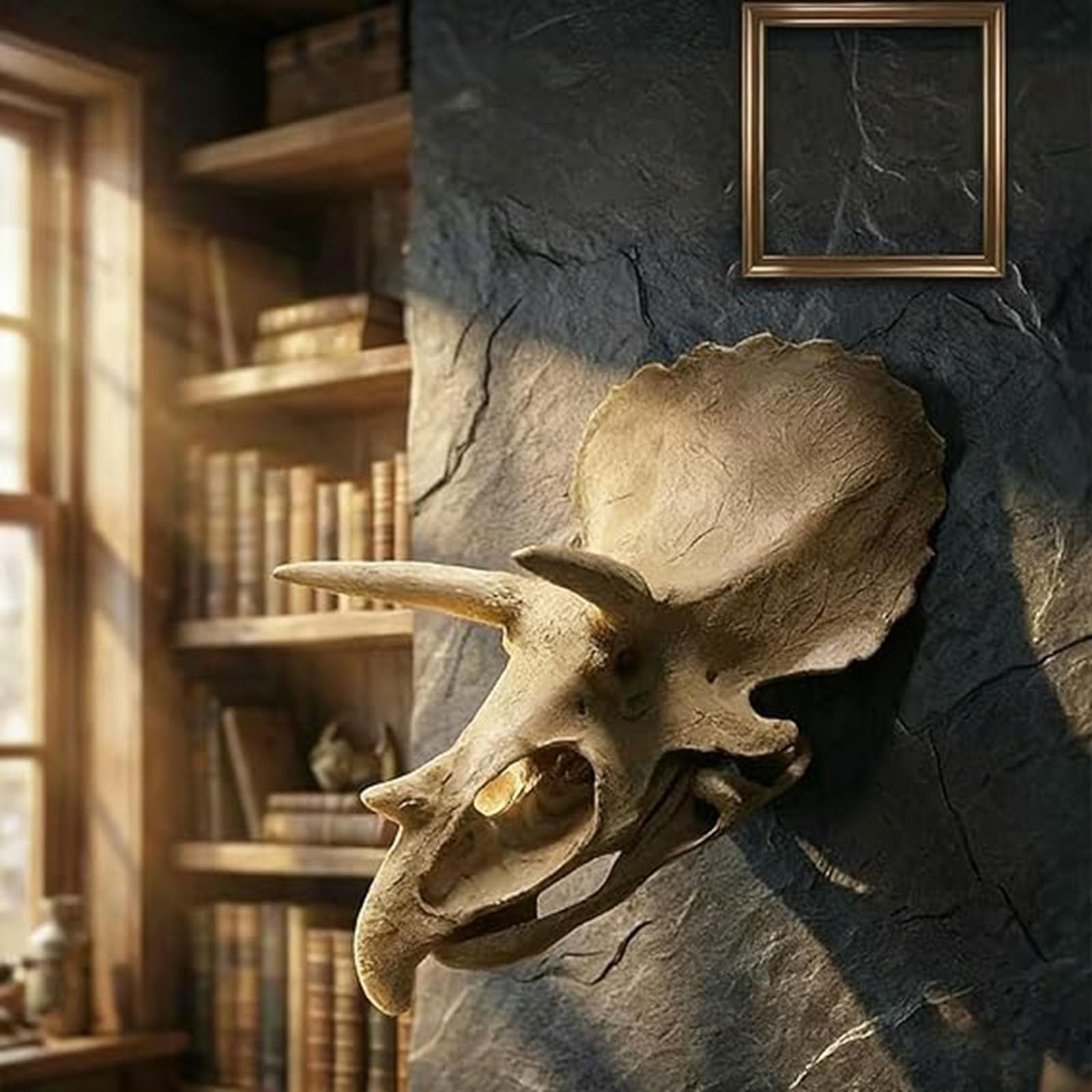 KitHero Lifelike Resin Triceratops Skull Replica, Dinosaur Decor Model for Home, Office, and Classroom, for Collectors and Dinosaur Enthusiasts