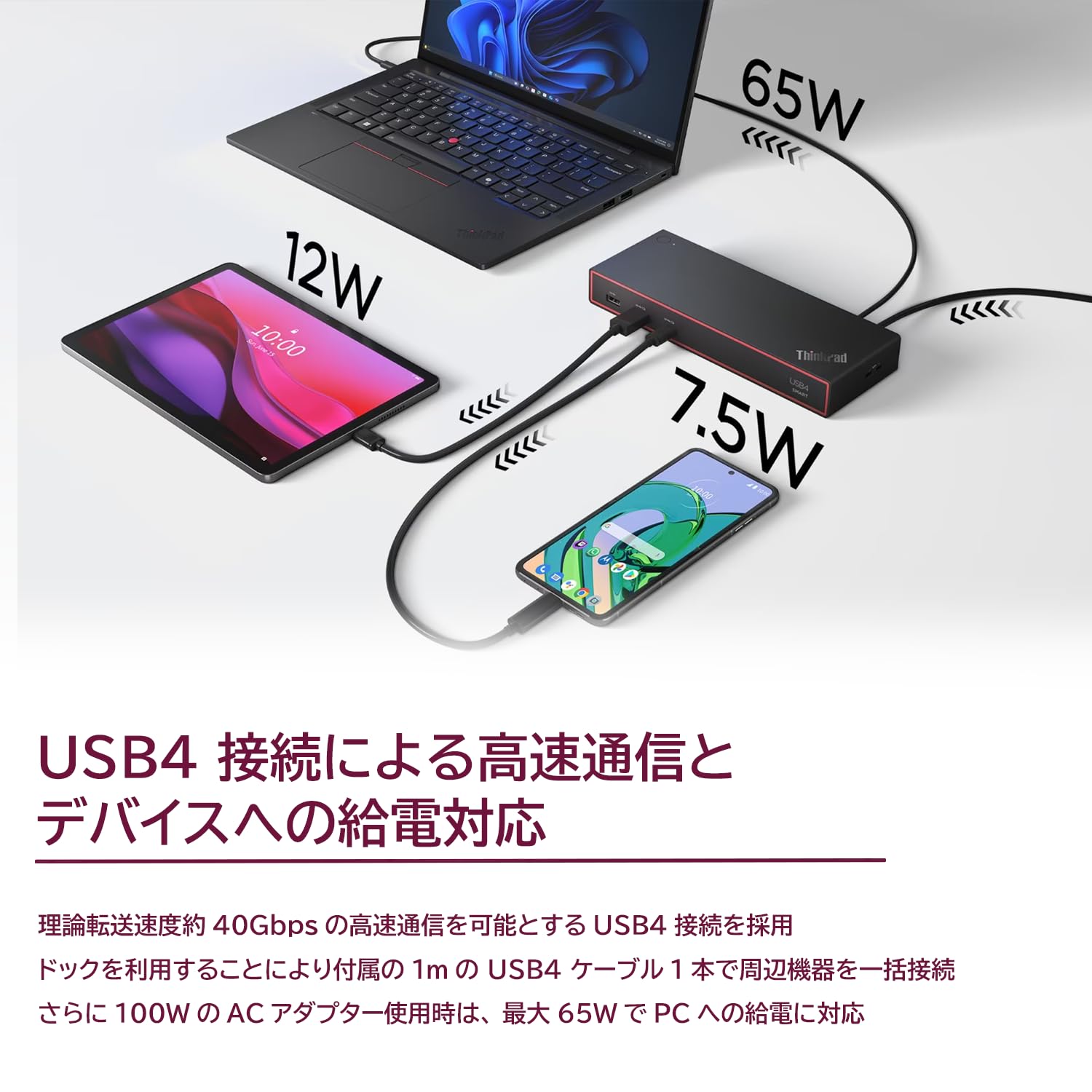 Amazon.co.jp: Lenovo ThinkPad USB4 スマートドック 5500 135W AC