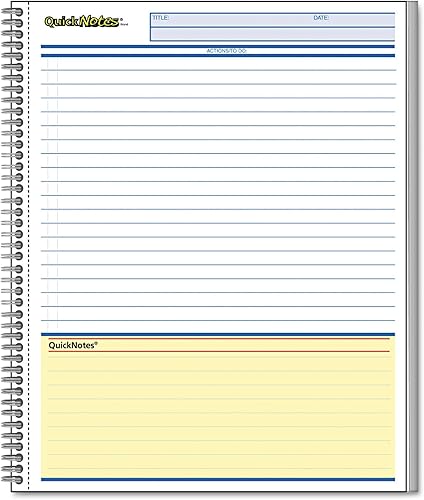 Cambridge 06066 Cuaderno de negocios guiado lateral, notas rápidas, 11 x 8 12, 80 hojas