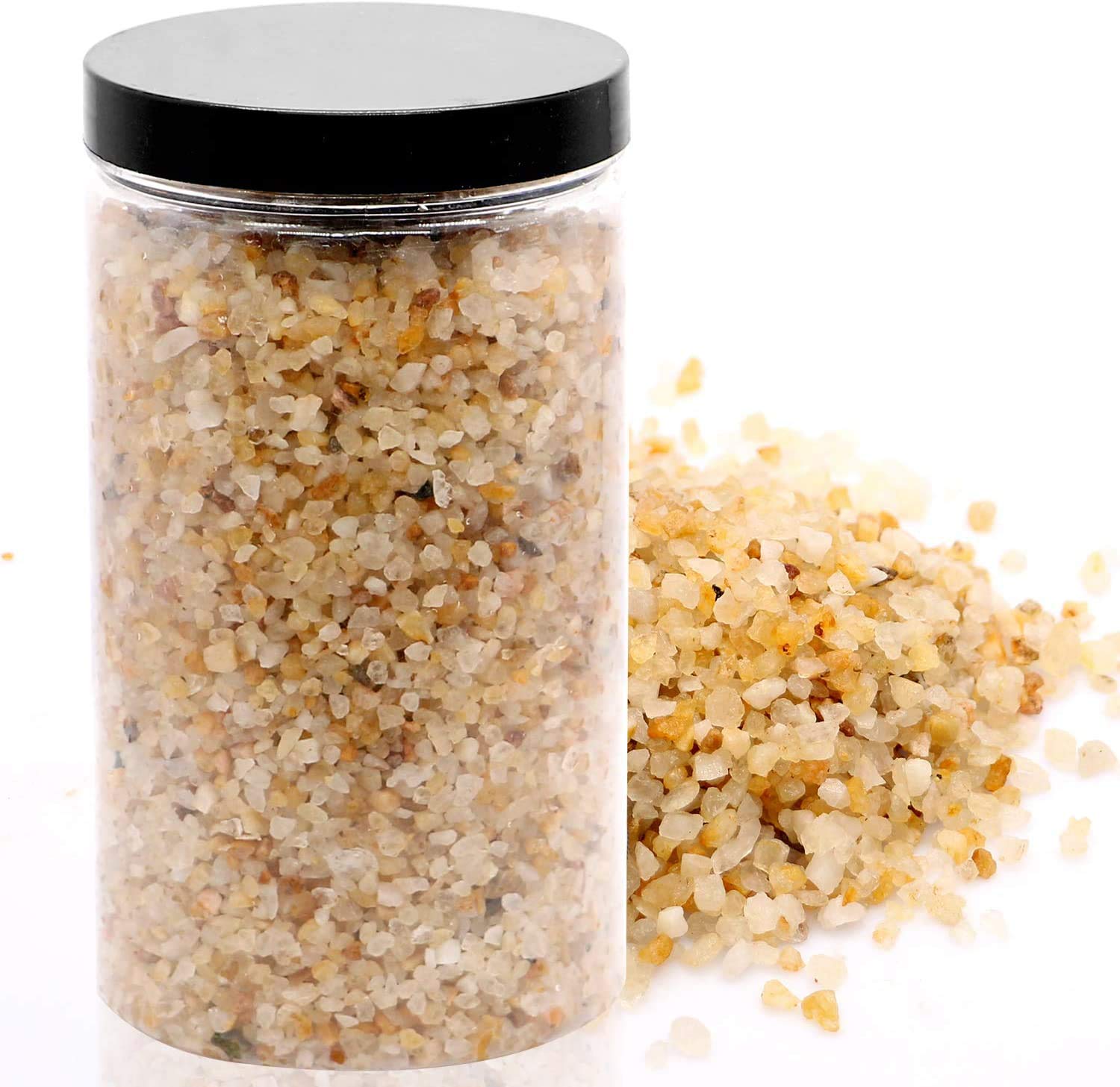 Coarse Silica Craft Sand Natural Decorative Real Sand Bonsai Pumice Succulent Cactus Soil Cover Top Dressing Terrarium Sand Natural Color for Cacti, Vase Filler, Aquarium, Carnivorous Plant Mix 2.2lb