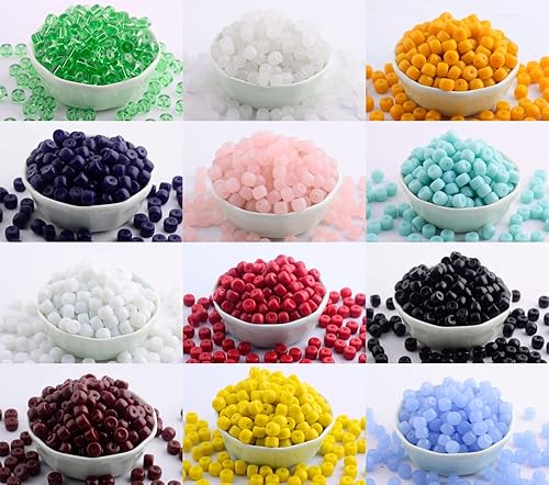 Miniatura 3 de Cuentas de vidrio para pulseras, kit de fabricación de joyas, 288 piezas de 0.236 x 0.315 pulgadas (0.236 x 0.315 in), surtido a granel,