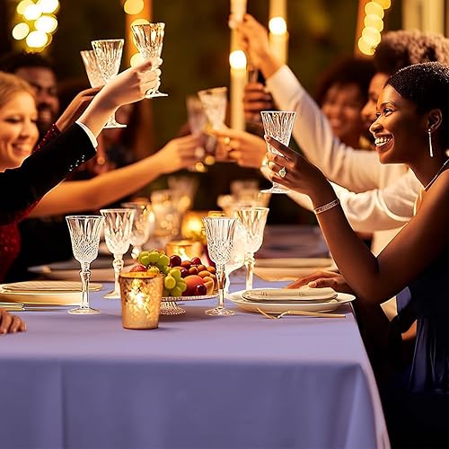 Miniatura 5 de Paquete de 6 manteles de plástico desechables de alta calidad de 54 x 108 pulgadas, manteles desechables para mesas de 6 a 8 pies, fiestas