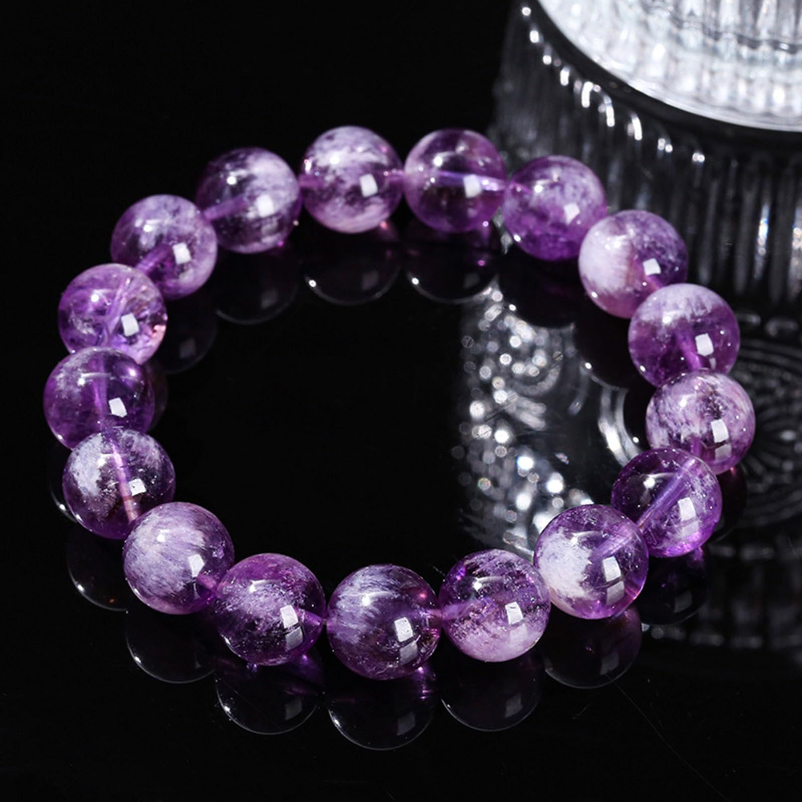 Bracelet en cristal, Bracelets en cristal violet naturel, perles de extensibles