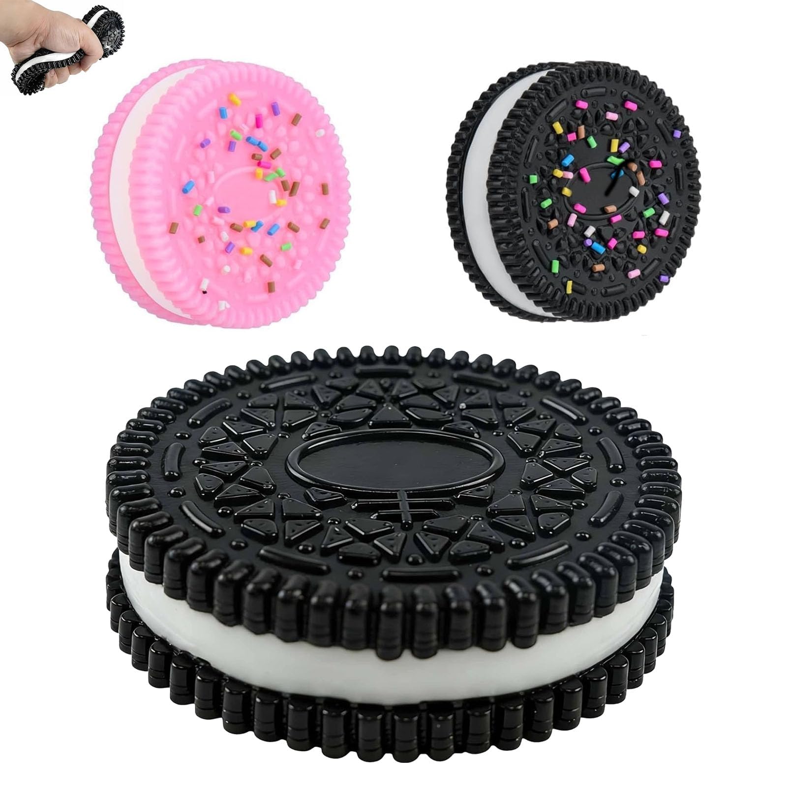 PRVCFZ 3 PCS Taba Squishy Set, Gumdrop Squishy Collection, Squishy for Desk Use, Travel Companion, Social Gatherings, Portable Pocket Item, 1 Large Unit Plus 2 Frosted Units in Black and Pink