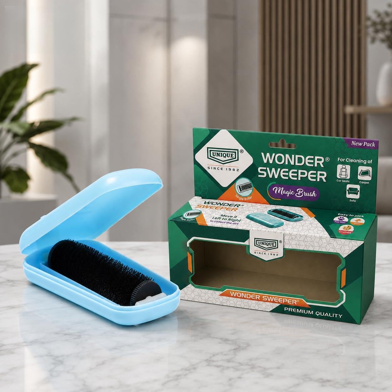 UNIQUE Wonder Magic Crumb Sweeper Carpet Cleaning Brush for Home dust, Sofa, bedsheet, car Seats with Single Soft Nylon Roller Virgin Plastic Body (Pack of 1)-picture-35
