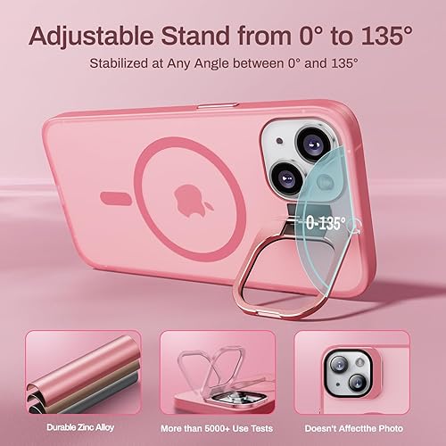 Miniatura 5 de Funda para iPhone 13iPhone 14, protección contra caídas de grado militar, compatible con MagSafe, soporte integrado y protector de lente de cámara,
