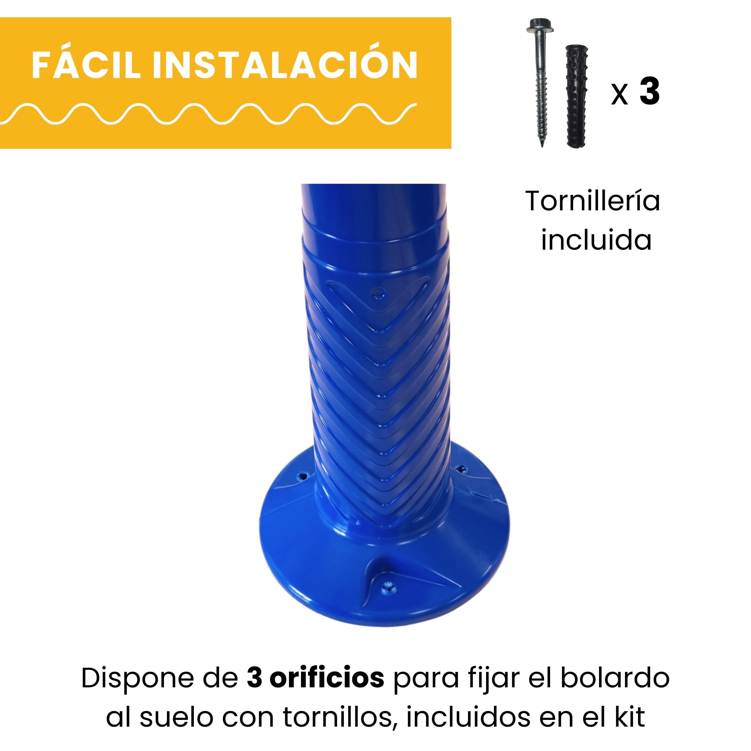 PARKING FACIL | Borne de signalisation avec bandes réfléchissantes | Taille : 75 cm | Couleur bleue | Vis incluses | 1 unité