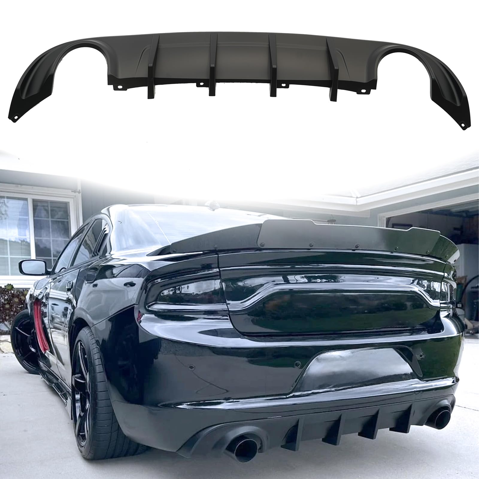 Photo 1 of KETAI Rear Diffuser Compatible with 2015-2023 Dodge Charger Base & SXT Bumper GT Style ABS Plastic Rear Bumper Lower Lip Diffuser (Matte Black)