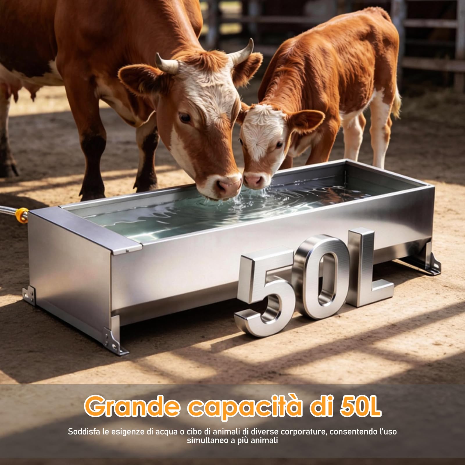 50 Litri Abbeveratoio con Galleggiante 1/2 Pollice, Abbeveratoio Automatico con Kit di Connessione, Abbeveratoio a Galleggiante con Supporti, Abbeveratoio per Cavalli,Capre,Pecore,Cani
