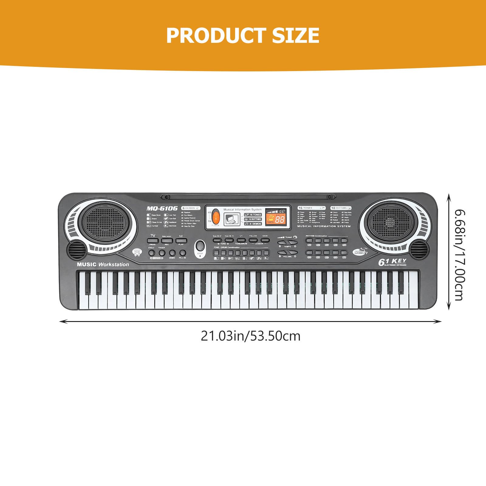 Piano Electrónico para Niños Negro de Abs, Teclado de Juguete