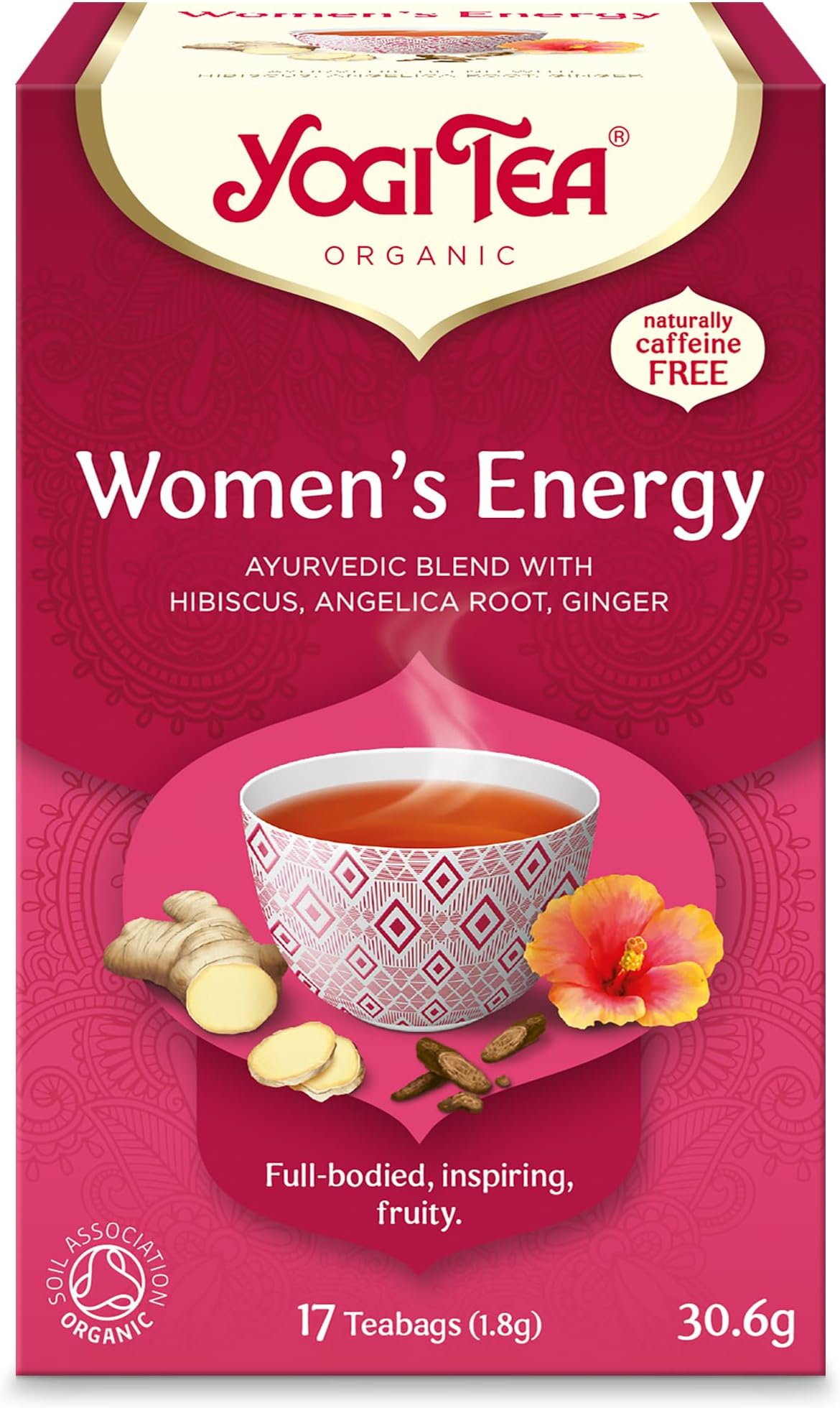 Women's Energy, Organic Herbal Tea, Naturally Caffeine Free, Blend of Hibiscus, Angelica Root and Ginger, 17 Tea Bags