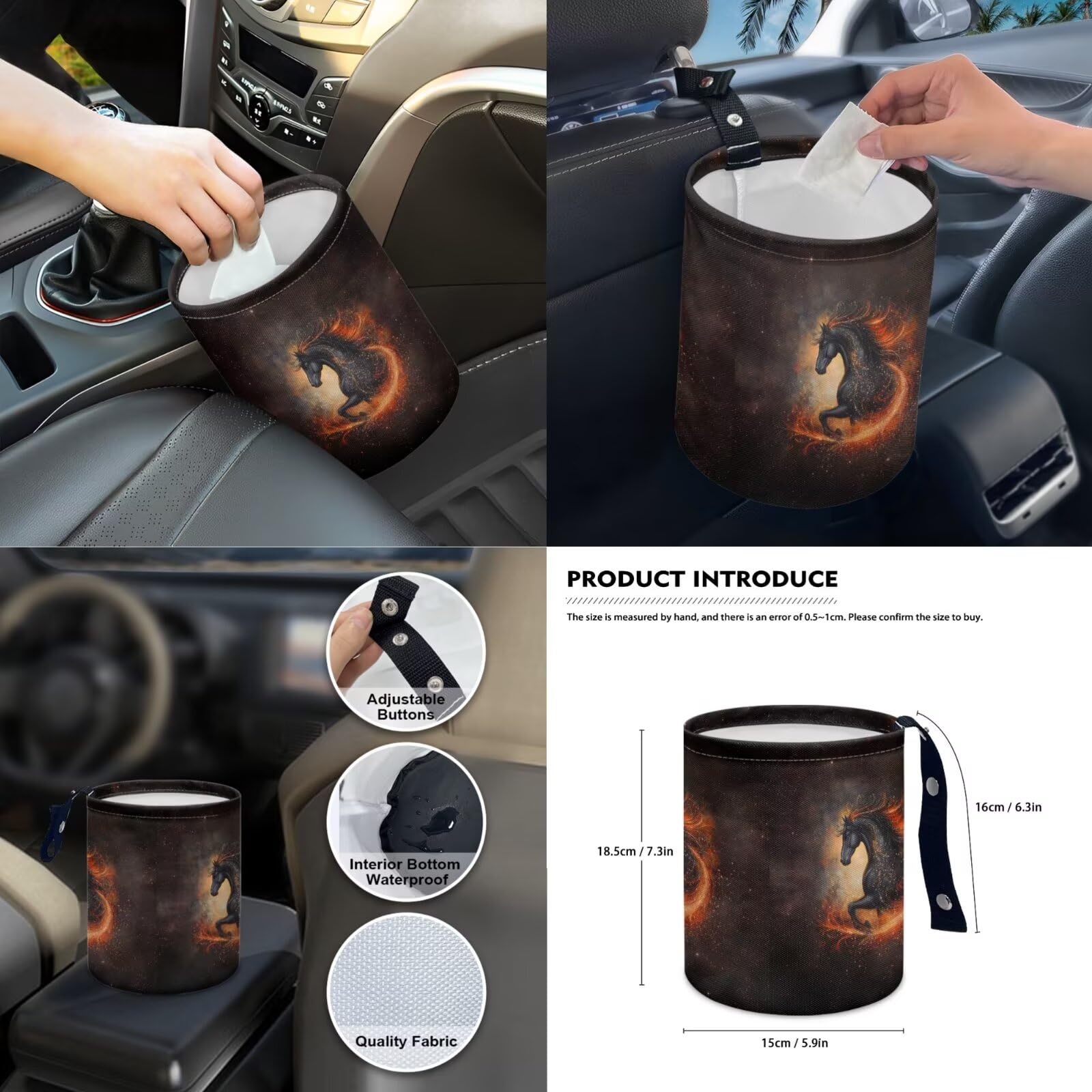 Set di 14 coprisedili anteriori e posteriori per auto, con stampa di cavalli, coprivolante centrale e cuscinetti per cinture di sicurezza, protezione per specchietto retrovisore