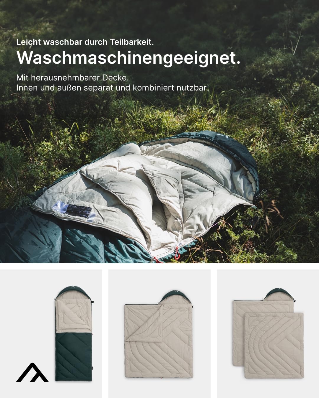 qeedo Fellow Deckenschlafsack Baumwolle Erwachsene (220 x 90cm), Dachzeltschlafsack, Doppel Schlafsack (modular nutzbar)