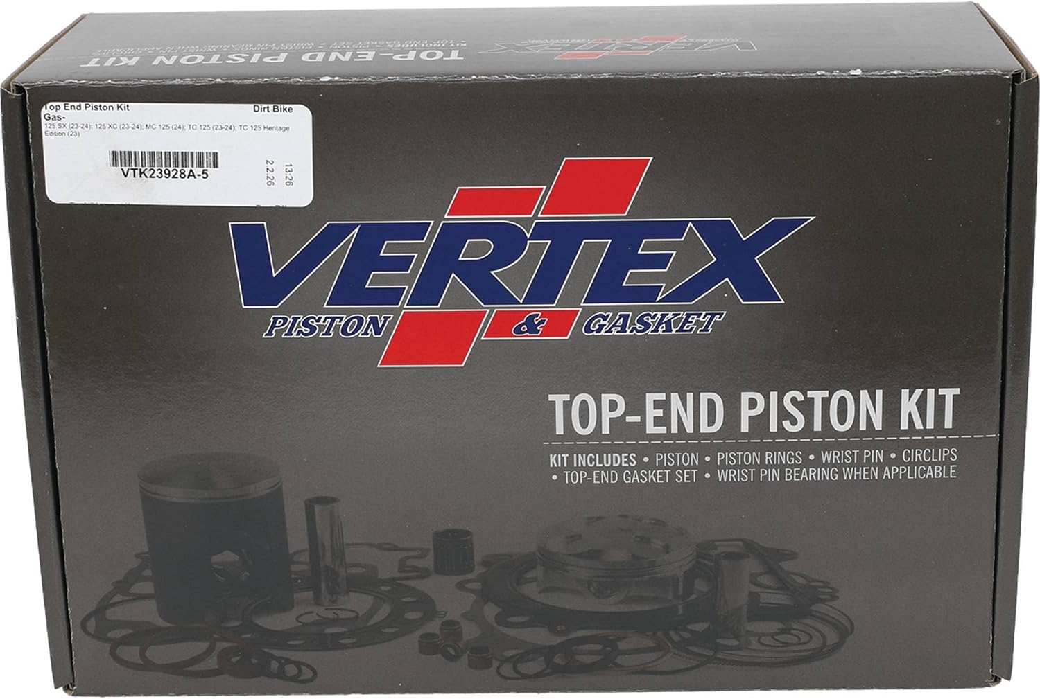 Vertex VTK23928A-5 Top End Piston Kit Compatible With/Replacement For KTM 125 SX 2023-2024, 125 XC 2023-2024, Gas-Gas MC 125 2024, Husqvarna TC 125 2023-2024, TC 125 Heritage Edition 2023