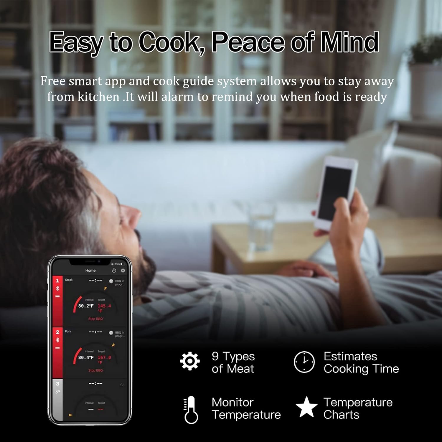 review BROHOM Wireless Meat Thermometer,Bluetooth Dual Probe Thermometer with APP,Grill,Kitchen,BBQ Thermometer