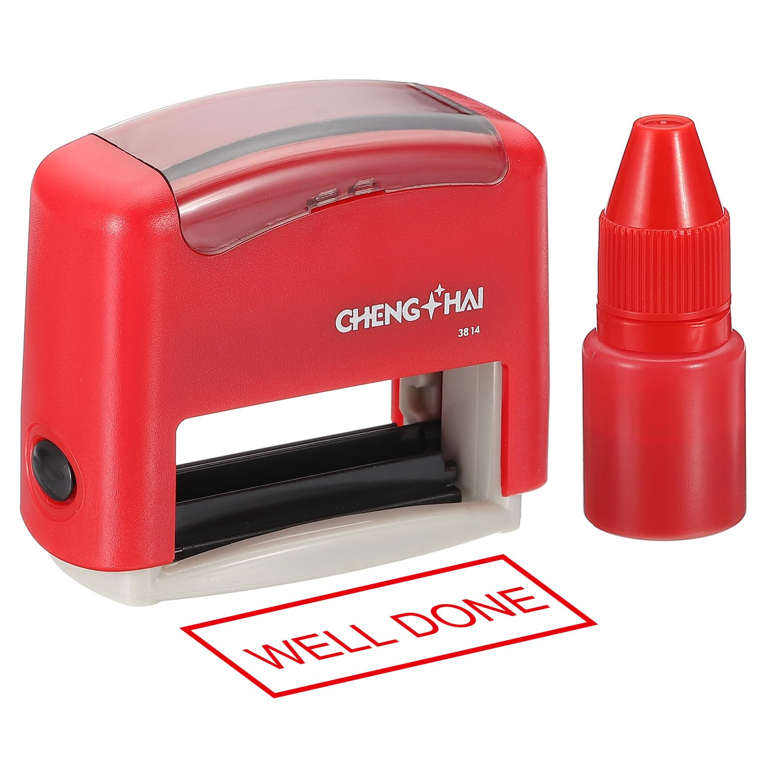 YOKIVE Well Done Self Inking Rubber Stamp, Office Ink Business Stamp for Office Documents Paperwork, Warehouse, Label (Red)