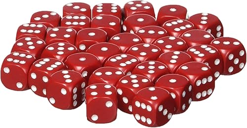 Juego de dados Chessex d6 rojo opaco con blanco de 0.472in de seis caras (36) bloque de dados