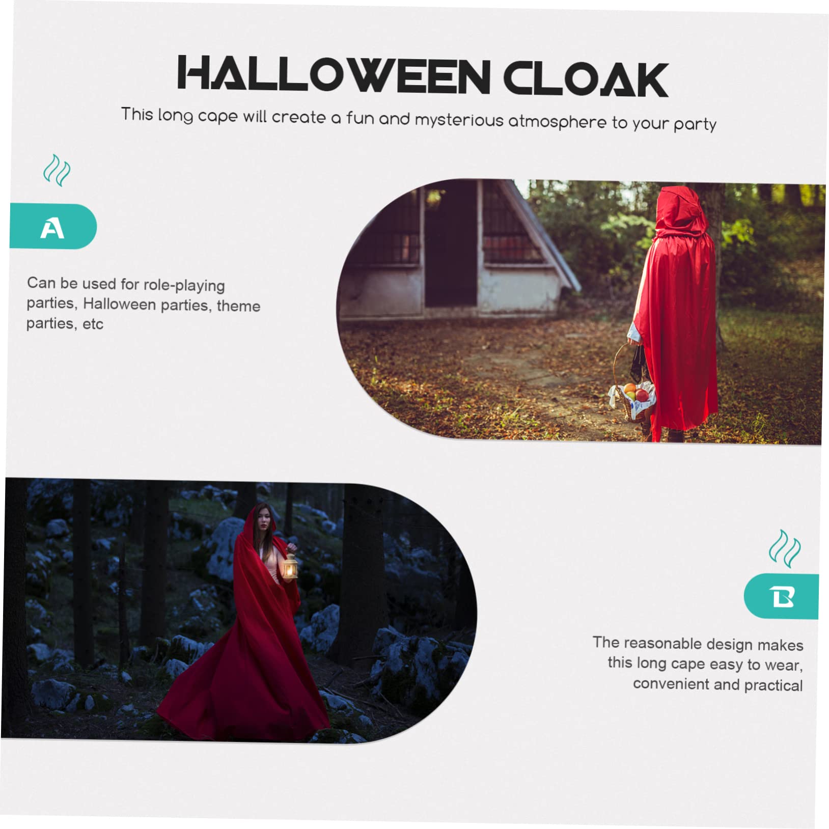 Cape à Capuche D'halloween Noir M en Polyester, Costume Halloween Homme