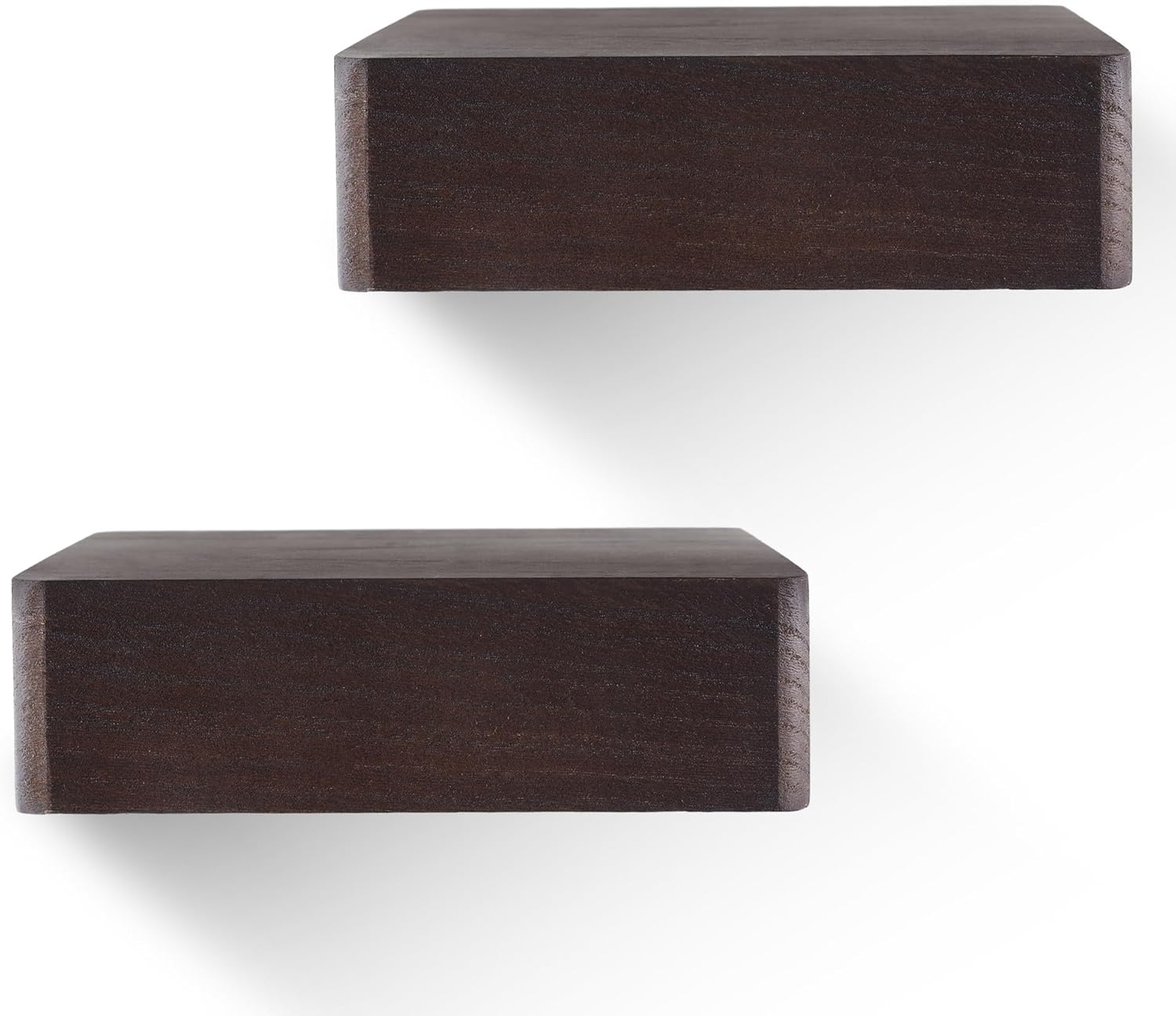 6x6 Inch Solid Wood Small Plant Shelves for Small Space,Wooden Floating Shelf for Wall Mounted Set of 2 Wood Wall Shelves,Rustic Wall Storage for Plants, Photos and More（Dark Walnut）