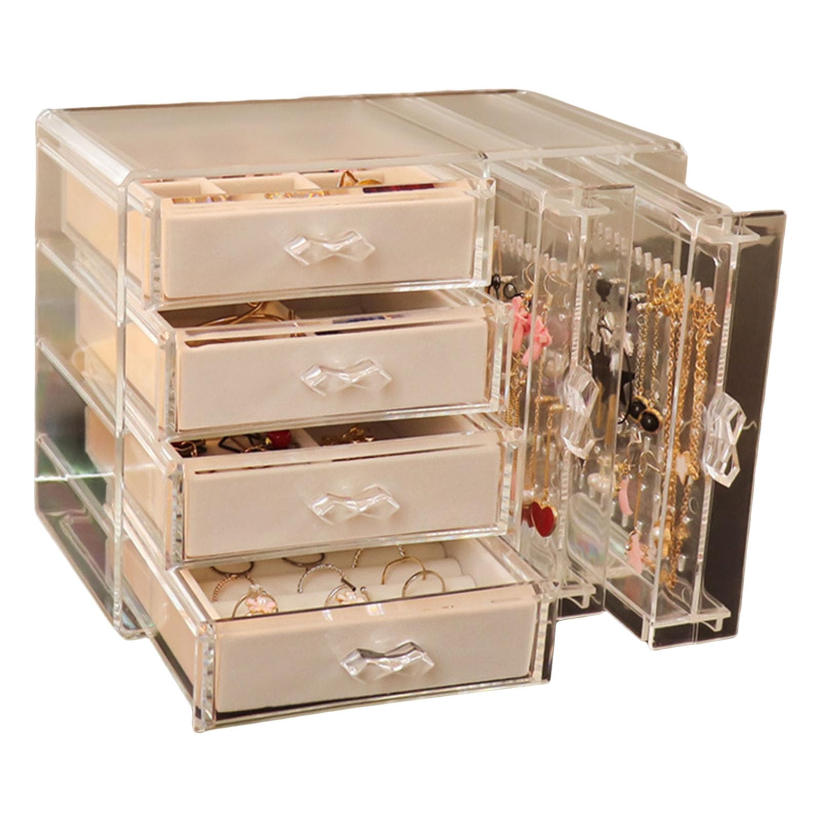 Yrohgkpn B Multiple Drawer Sturdy Jewelry Ox For Organizing Earrings Rings And Racelets Comes With 20 Protective Ags Accessory Organizers