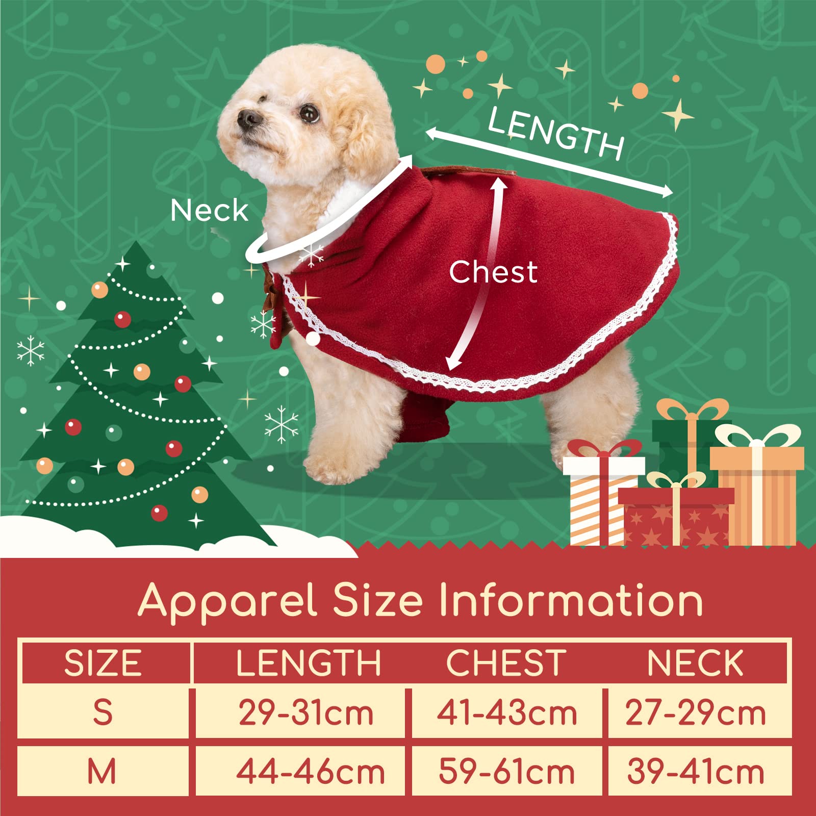 Nobleza-Vestito Natale Gatto Cane, Costume Natalizio per Gatto Regolabili, Vestiti Svegli del Gatto del Cane di Babbo Natale Santa Rosso,Adatto per Natale, Festa, Compleanno.L-45CM