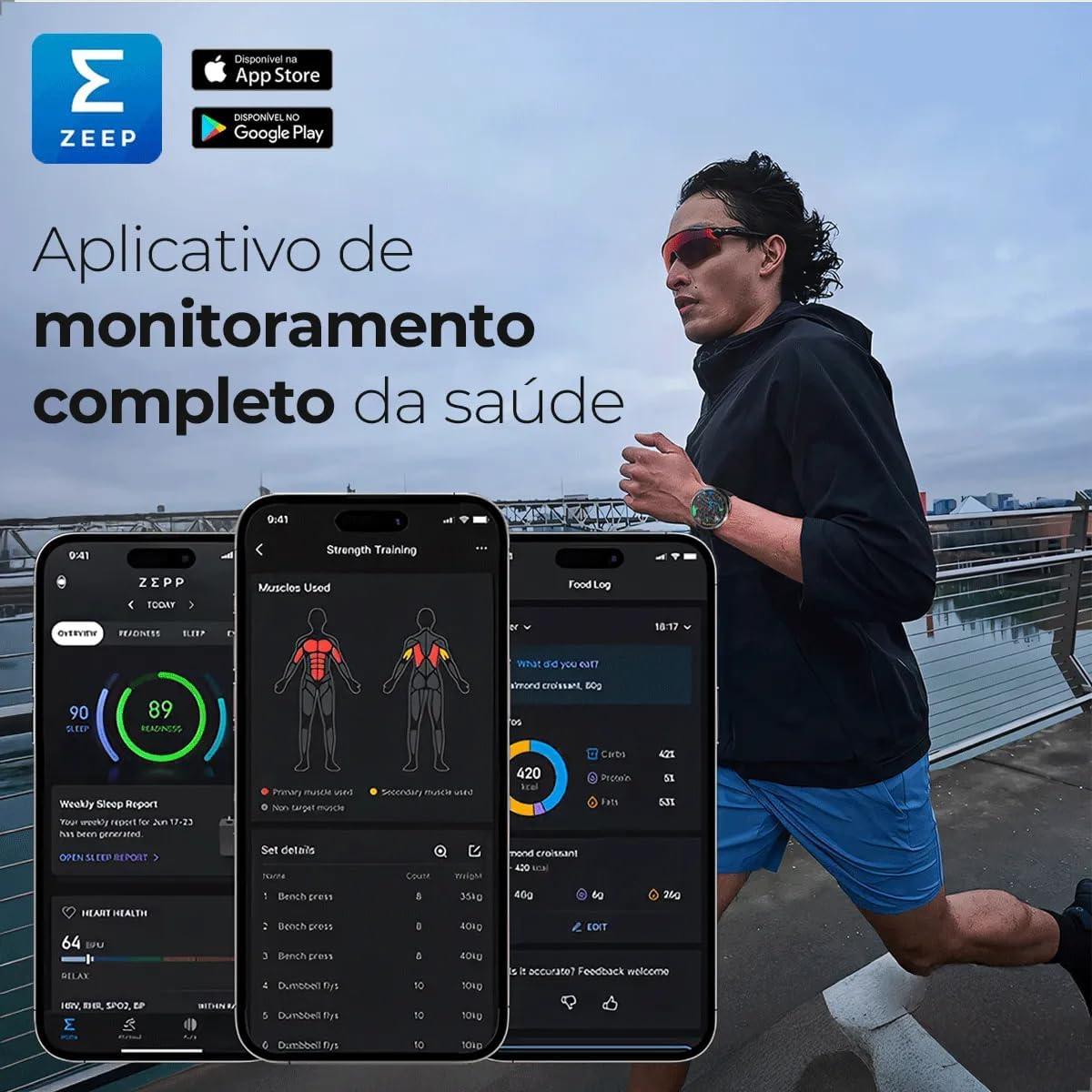 Relógio inteligente 44 mm Amazfit Active 2, mapa GPS com orientação, bateria de 10 dias, modo de esportes 160 +, resistente à água, para Android e IOS (Black Silicone)