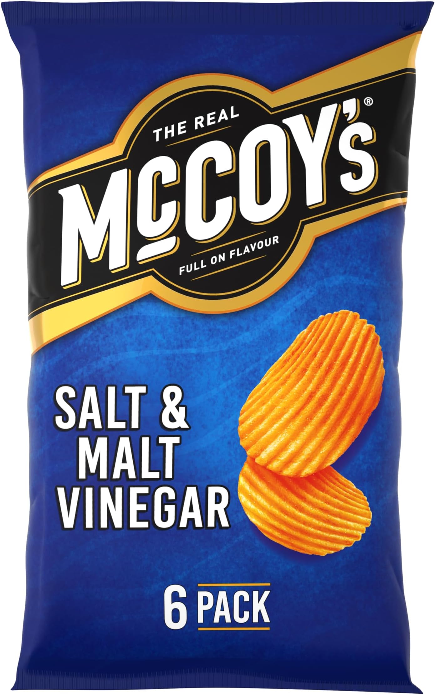 SALT & MALT VINEGAR Multipack Crisps 6 Pack Bag - Fully loaded with flavour, iconic ridged crisp, unmistakable crunch