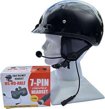 Daytona Helmets Skull Cap Half Helmet- DOT Approved- with 7-Pin Headset Made for Harley Davidson Audio Systems