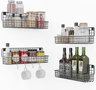 Sponsored Ad - ZHAOGMQH 4 Tier Magnetic Spice Racks For Wall Mount Strongly Magnetic Spice Shelf with Utility Hooks Refrig...